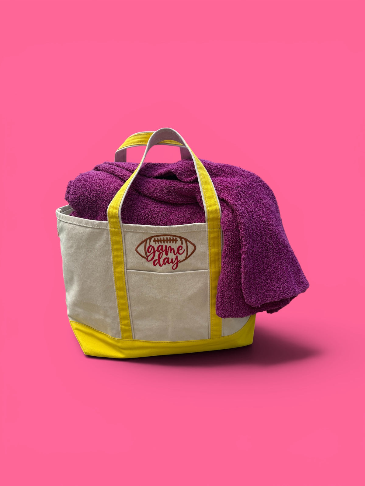 Embroidered Game Day Canvas Tote Bag