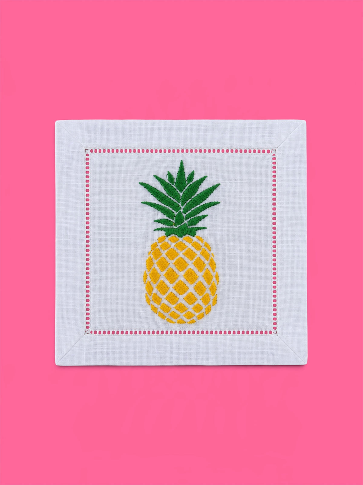 Embroidered Pineapple Cocktail Napkin