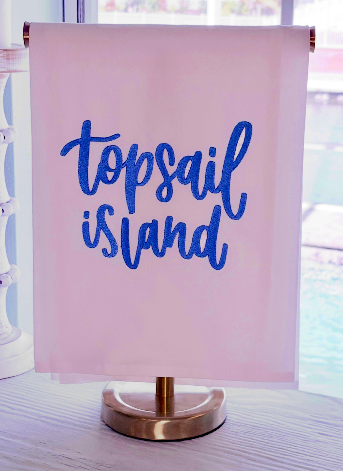 Embroidered Topsail Island Tea Towel