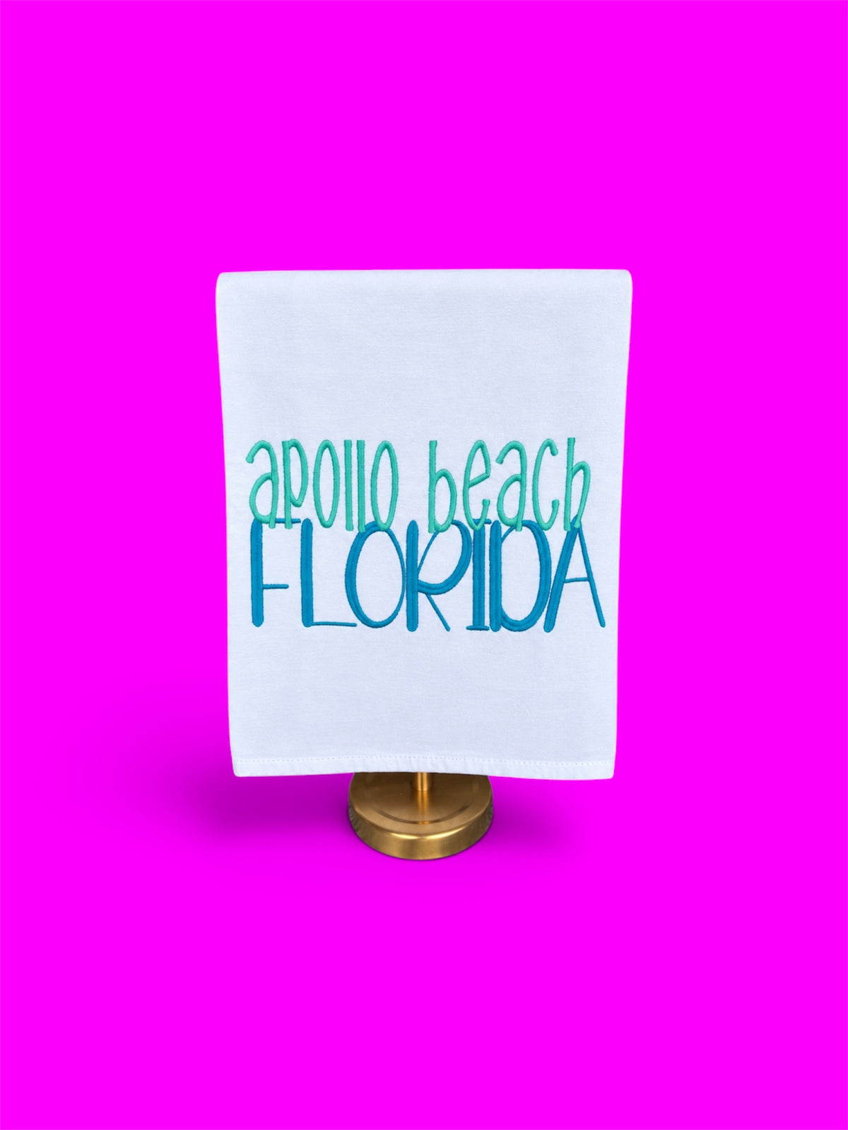 Embroidered Apollo Beach Tea Towel