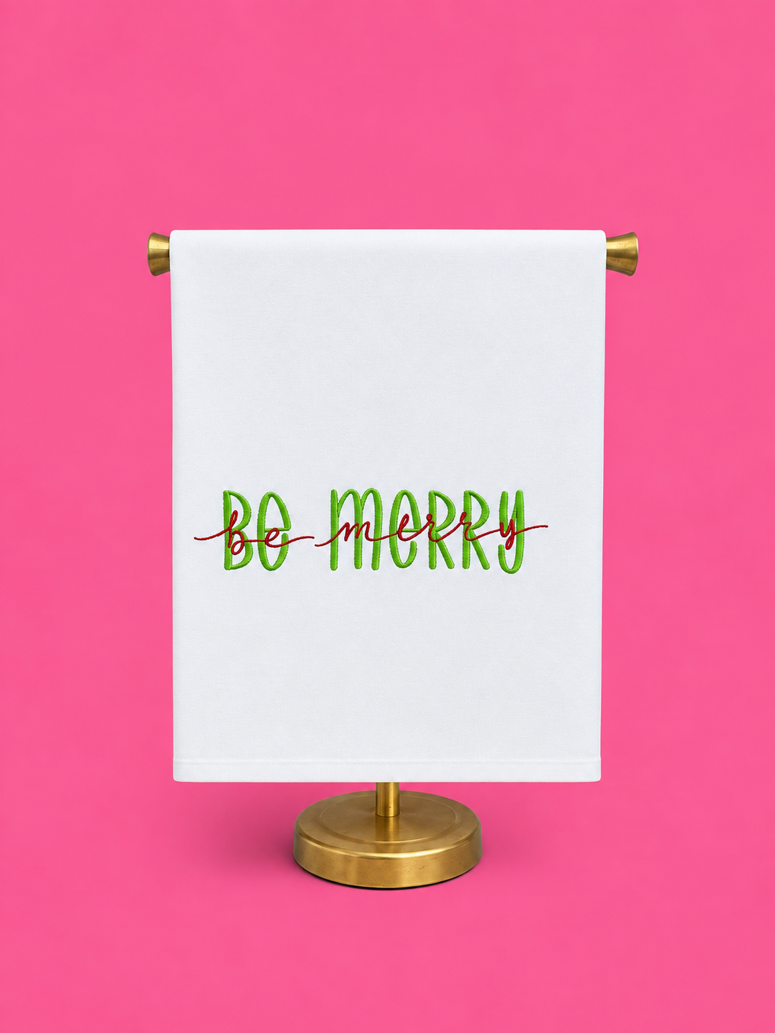 Embroidered be Merry Tea Towel