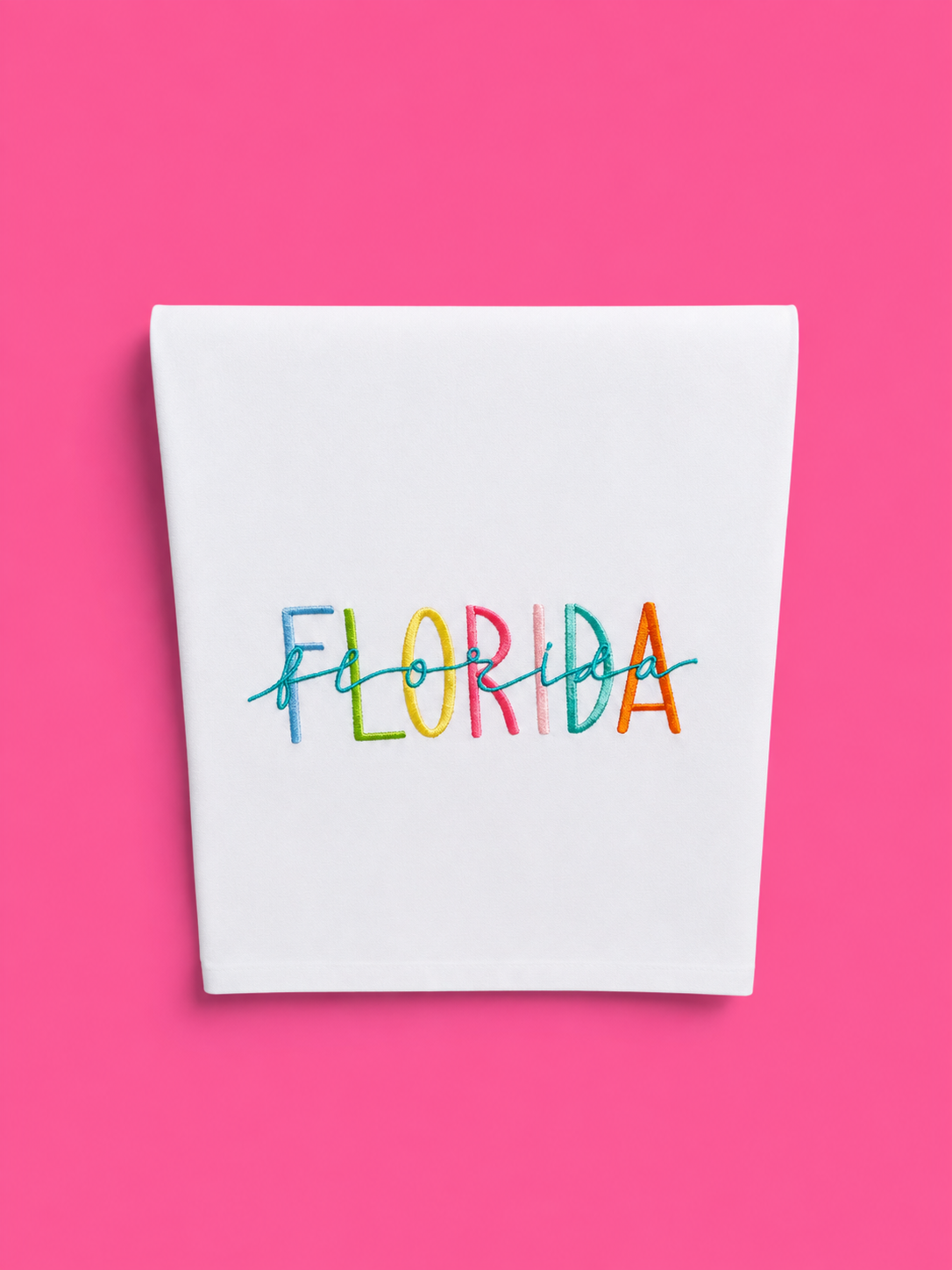 Embroidered Florida Tea Towel