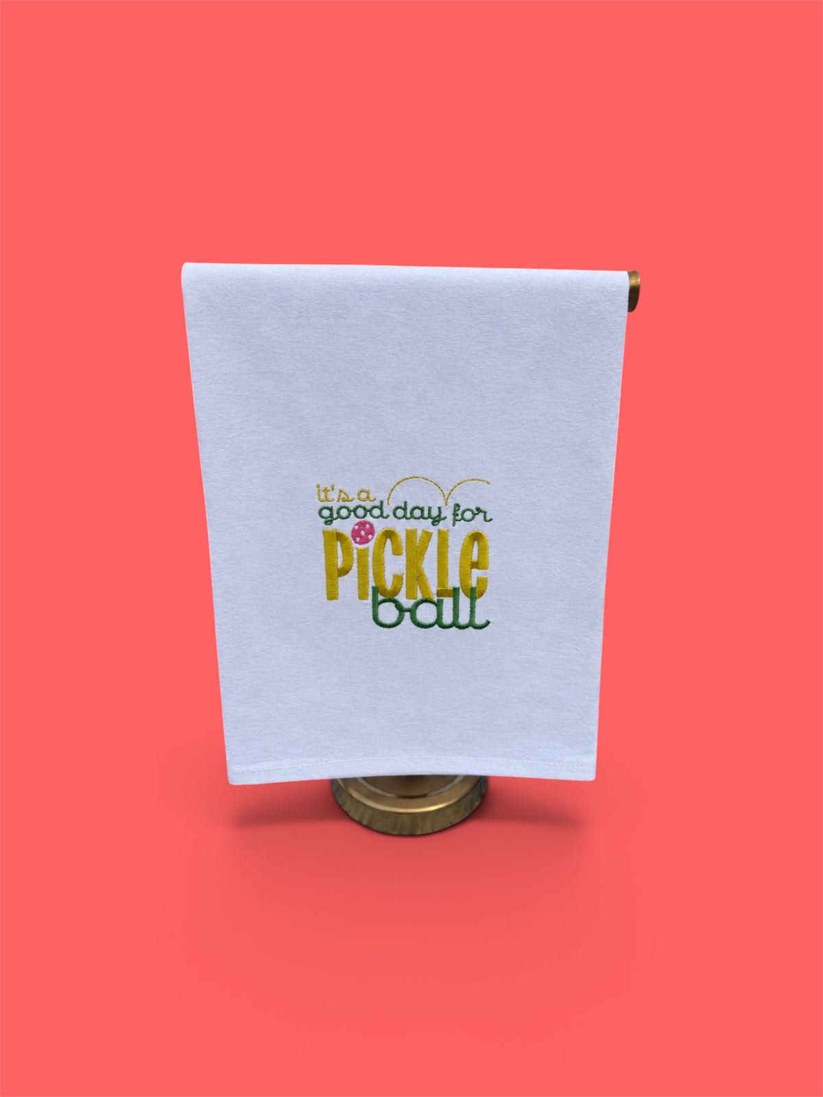 Embroidered Pickleball Tea Towel