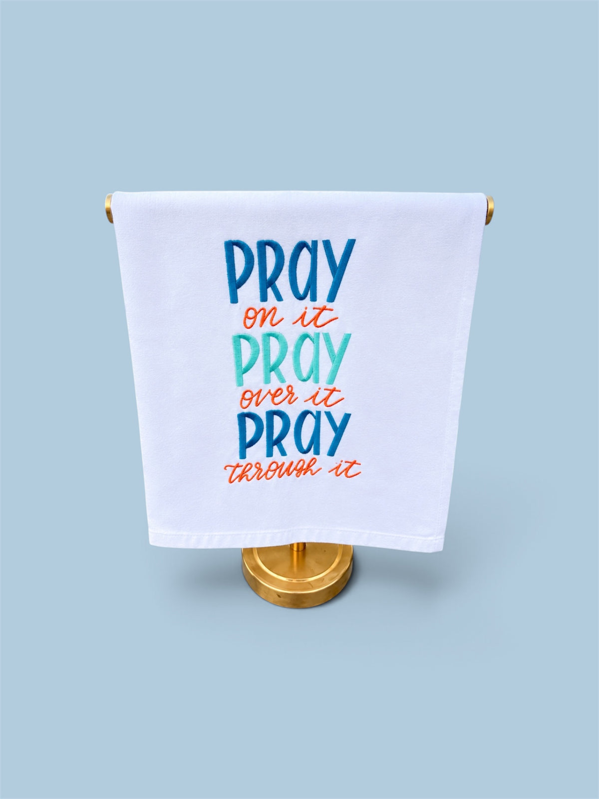 Embroidered Pray on it Tea Towel