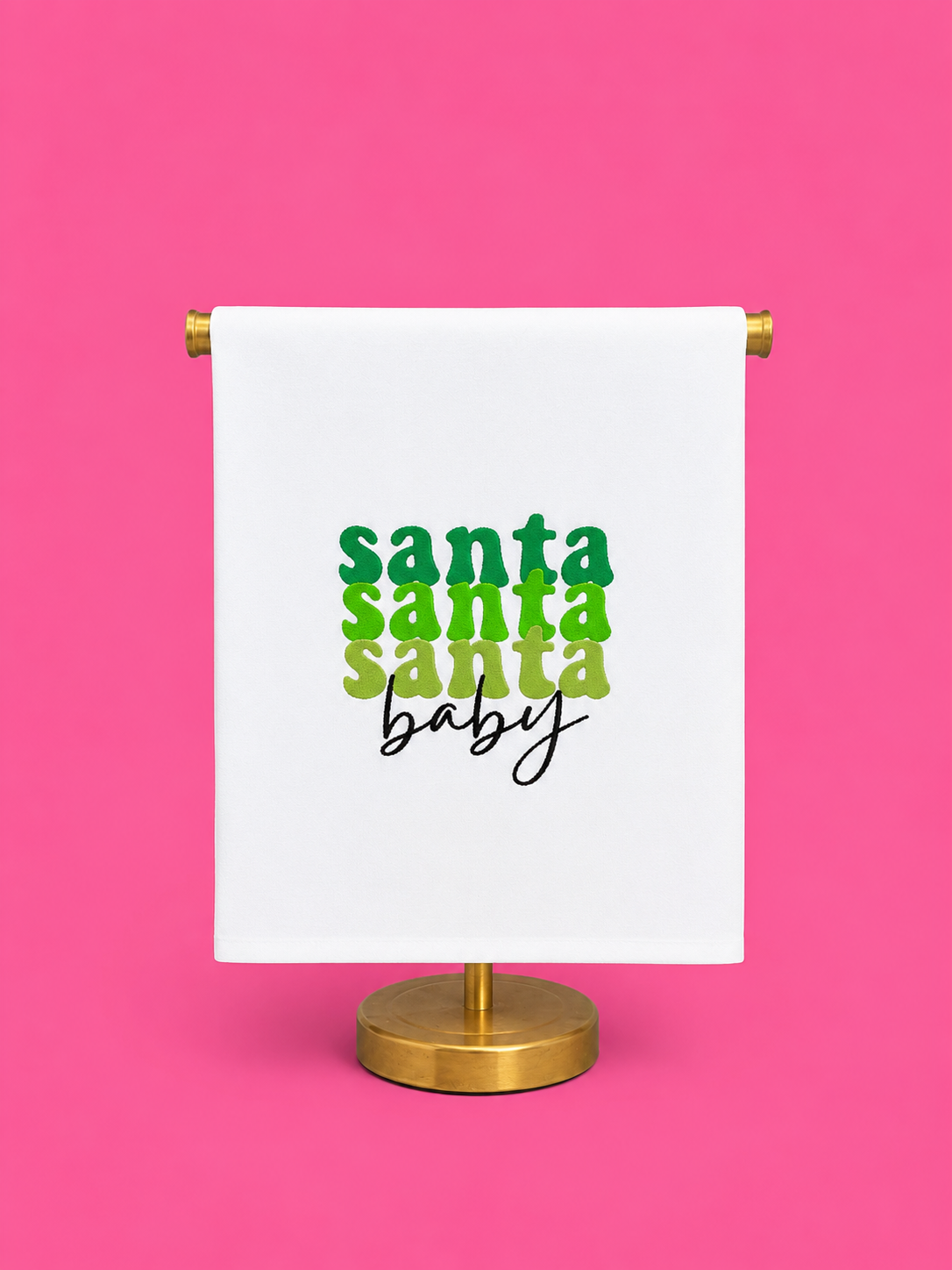 Embroidered Santa Santa Santa Baby Tea Towel