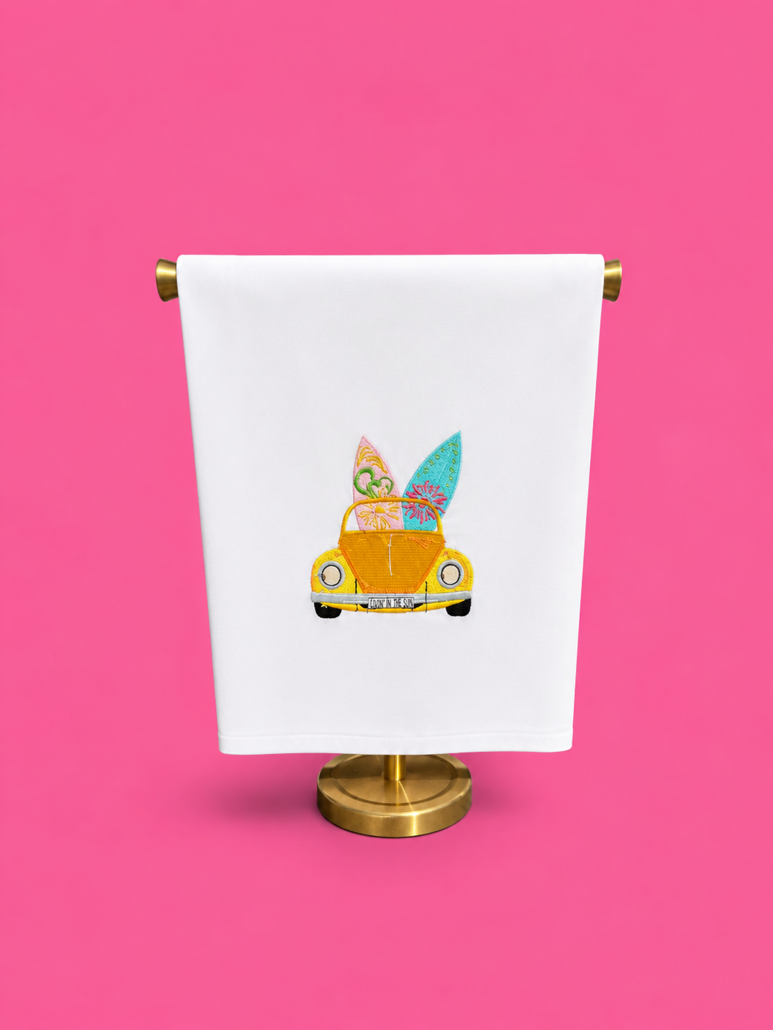 Embroidered Beach Bum Tea Towel