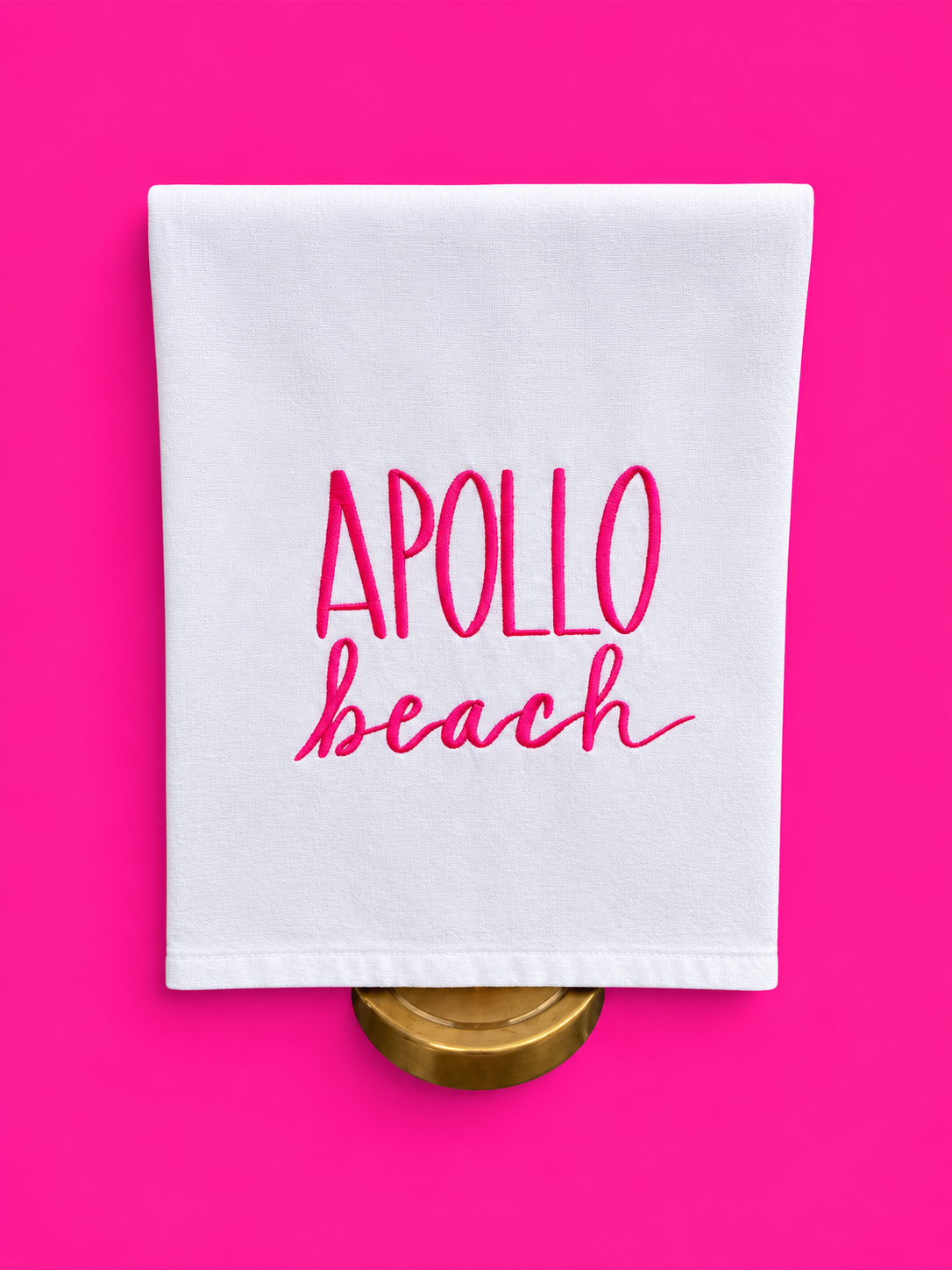 Embroidered Apollo Beach FL Tea Towel