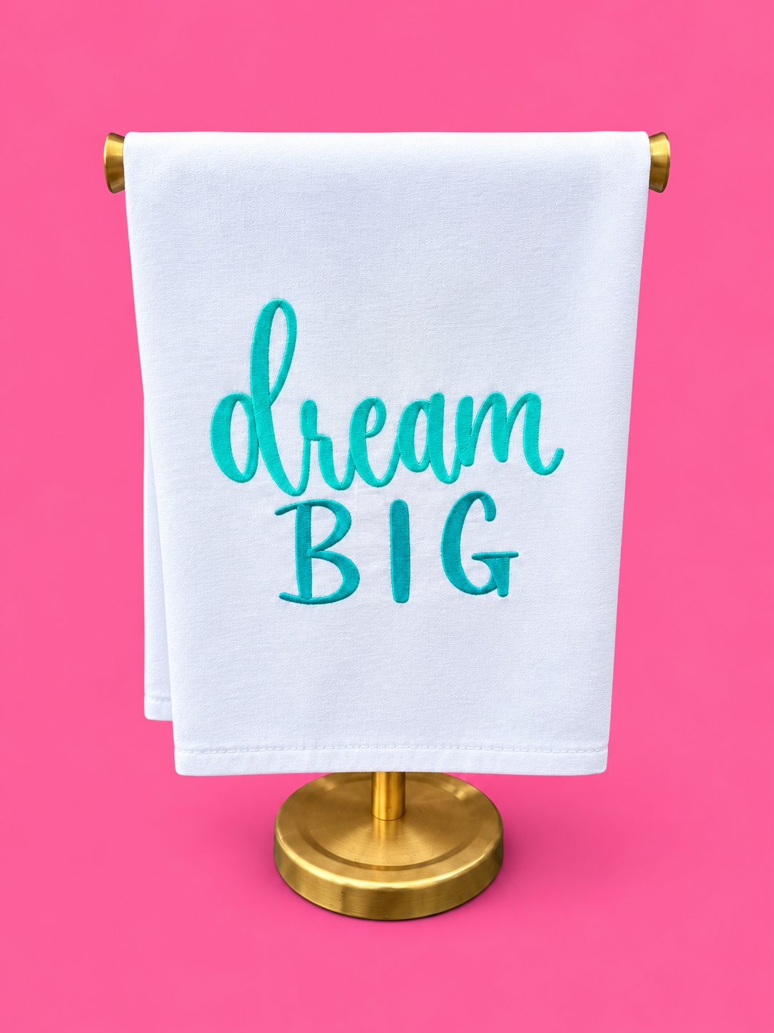 Embroidered dream BIG tea towel