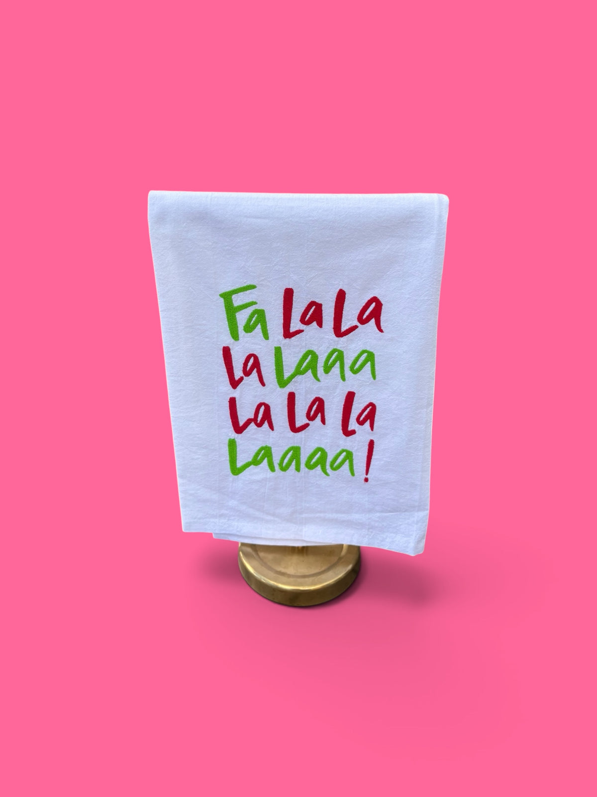 Embroidered Fa La La Tea Towel