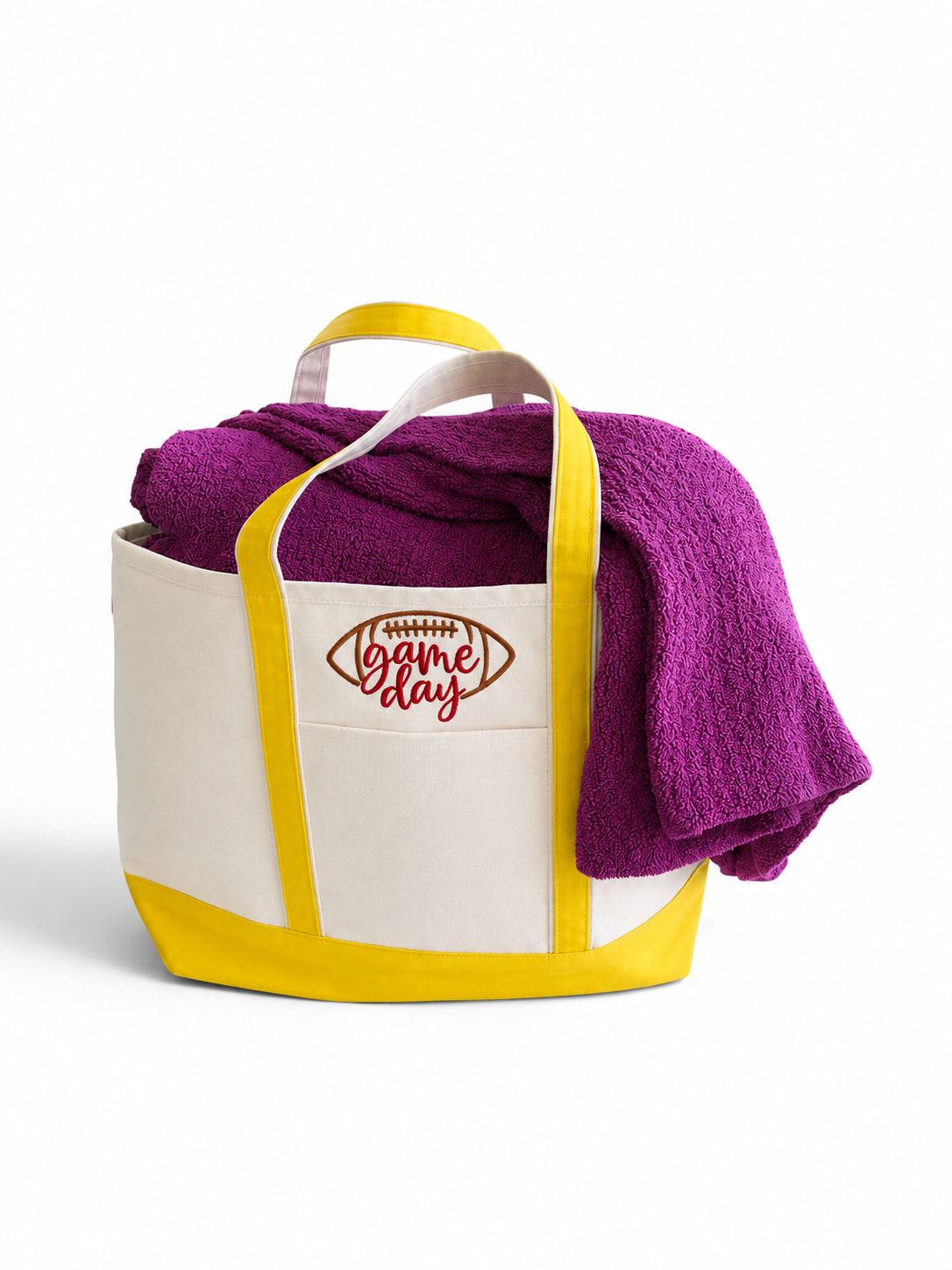 Embroidered Game Day Canvas Tote Bag