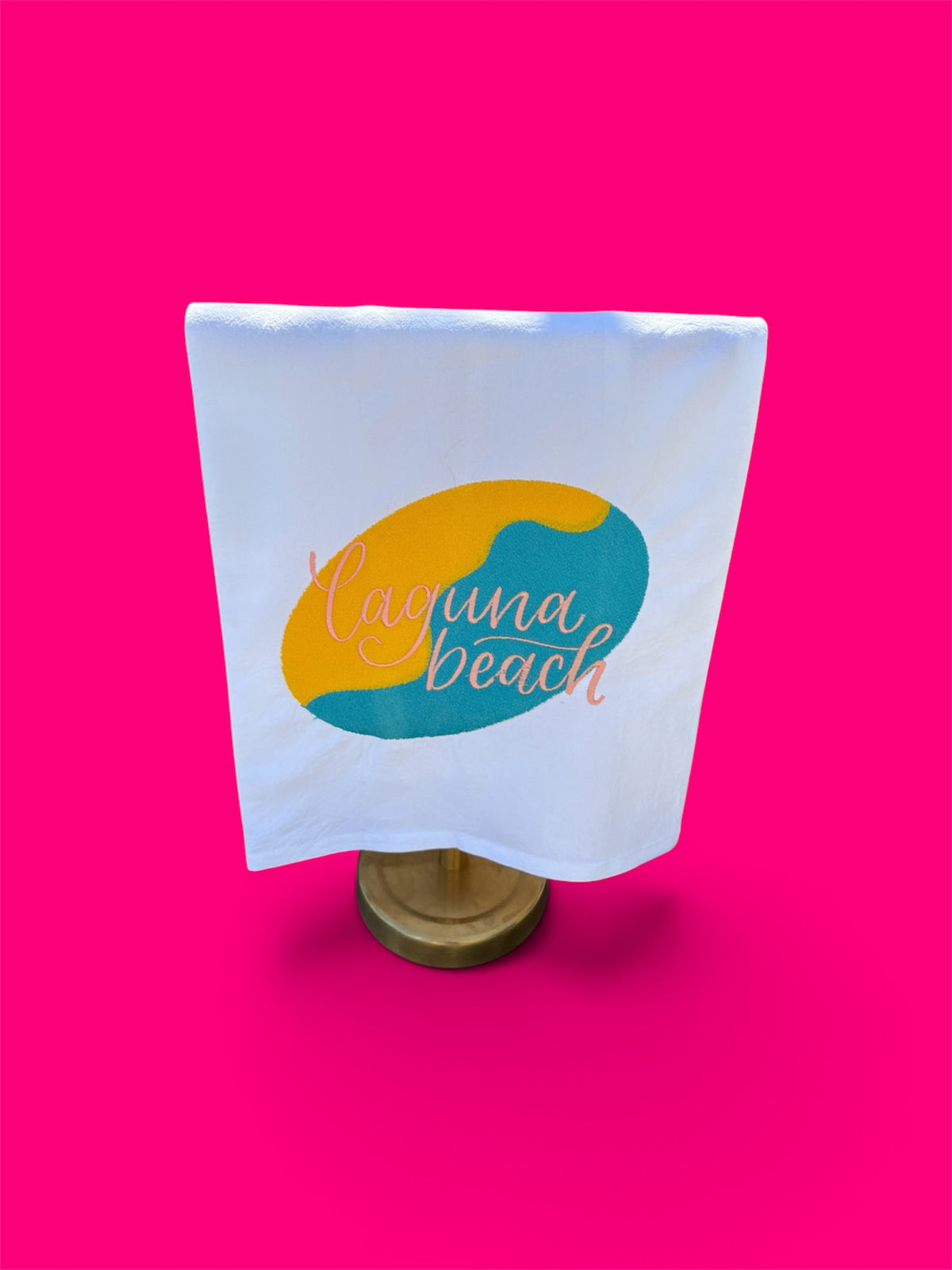Embroidered Laguna Beach Tea Towel