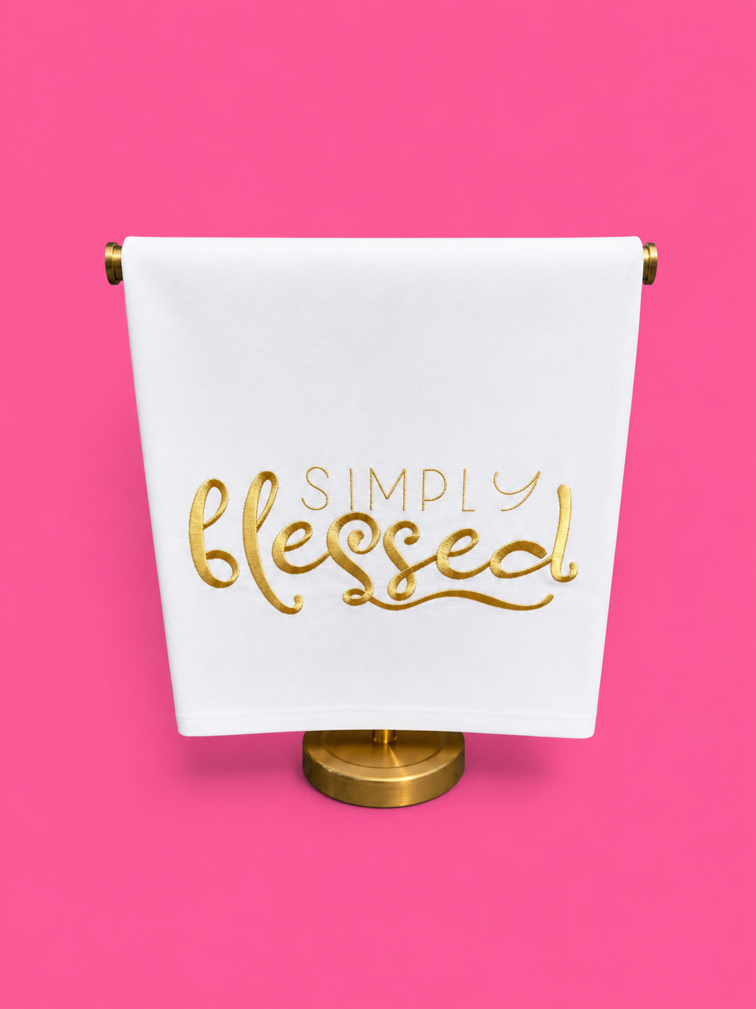 Embroidered Simply Blessed Tea Towel